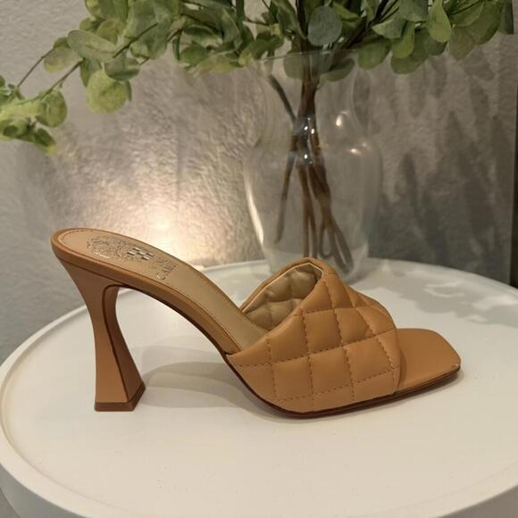 Vince Camuto Shoes - Vince Camuto Reselm Quilted Mule Heel Dulce De Leche Womens 7.5 Excellent NWOT